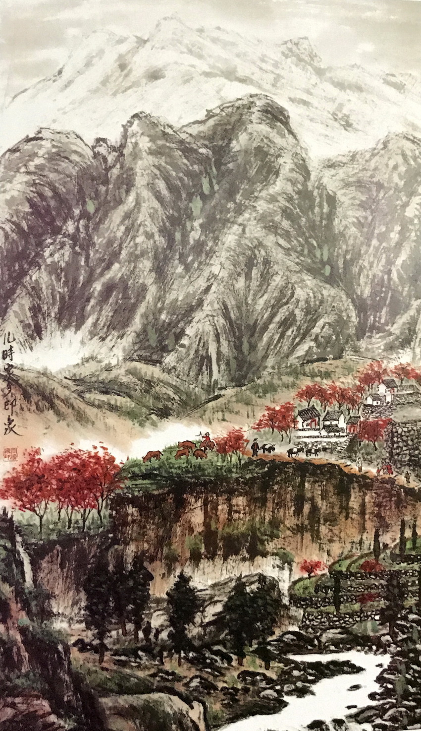 1 12 朱道平国画作品:松亭寻诗图 周涌泉国画山水:儿时家乡印象 贾广