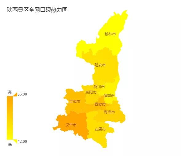 地域口碑分布情况总体看来,陕西省a级景区口碑在2018年负面偏少,各地