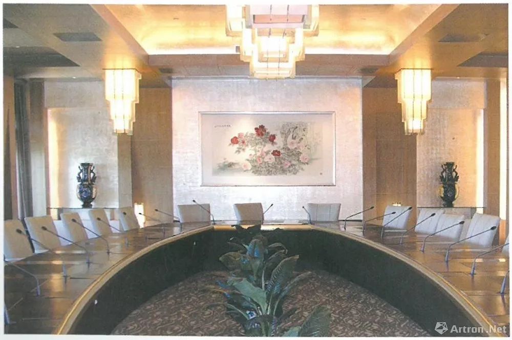 《总领群芳》 中国画 120x245 cm (陈列在钓鱼台国宾馆芳菲苑谈判大厅