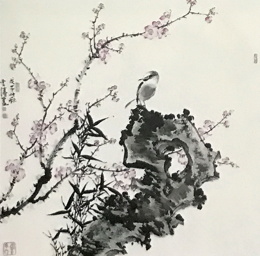 1 12 郦馥国画作品:花鸟 吴静山国画作品:梅花 周涌泉国画山水:春满