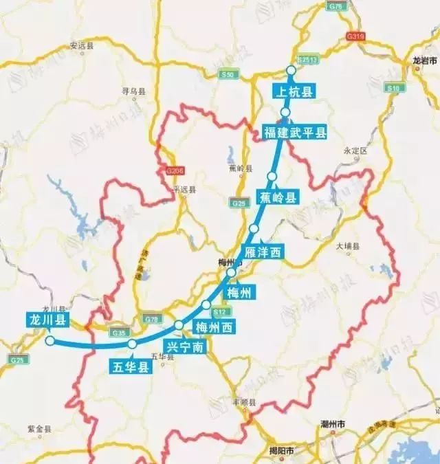 全线设 龙岩,古田会址,上杭北,武平4座车站.