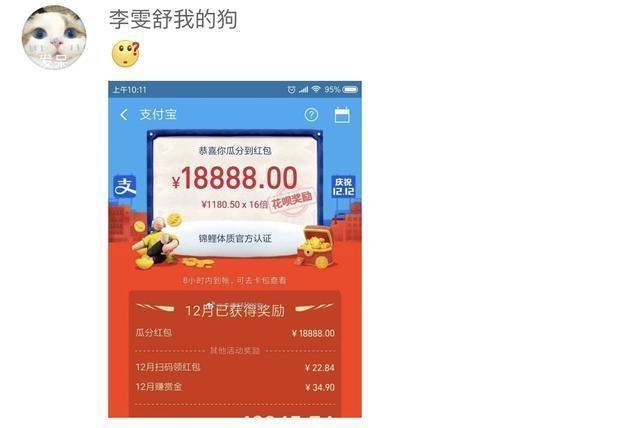 支付寶15億紅包瓜分，有人拿了18888元，網友:錯失幾個億 科技 第6張