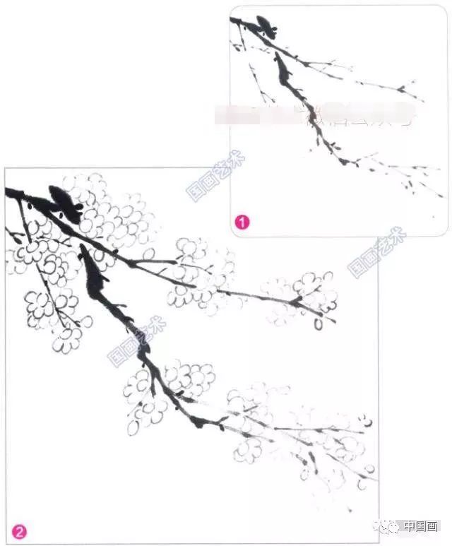 写意梅花创作步骤示范,国画梅花作品创作步骤示范!