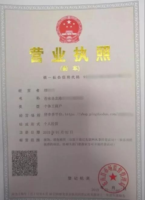 苍南首张电子商务营业执照曝光