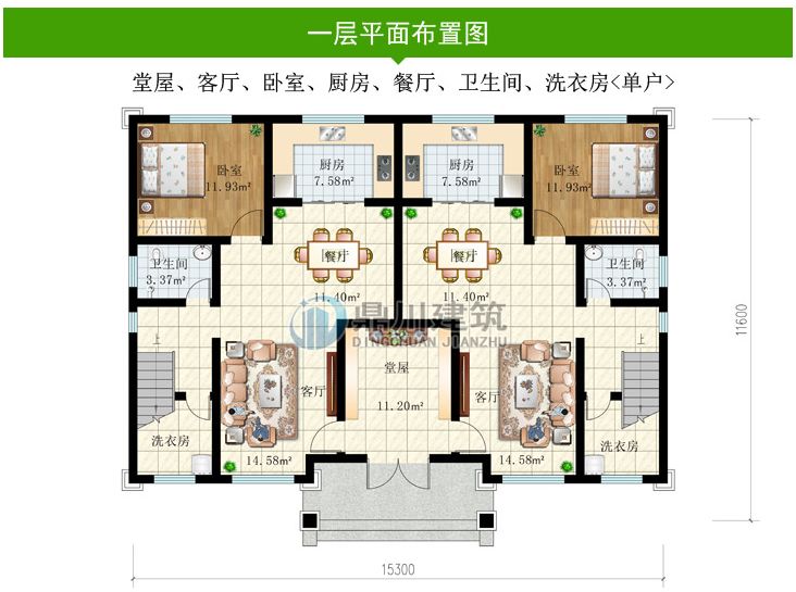 兄弟双拼户四层型图大全 设计图展示