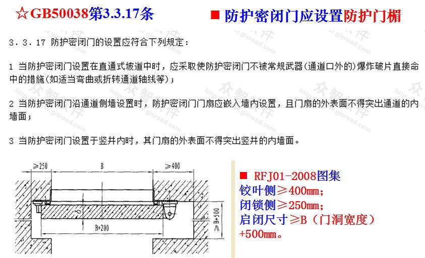 250mm;上档梁≥300mm;固定门槛≥150mm;嵌入墙内深度或保护门楣≥200