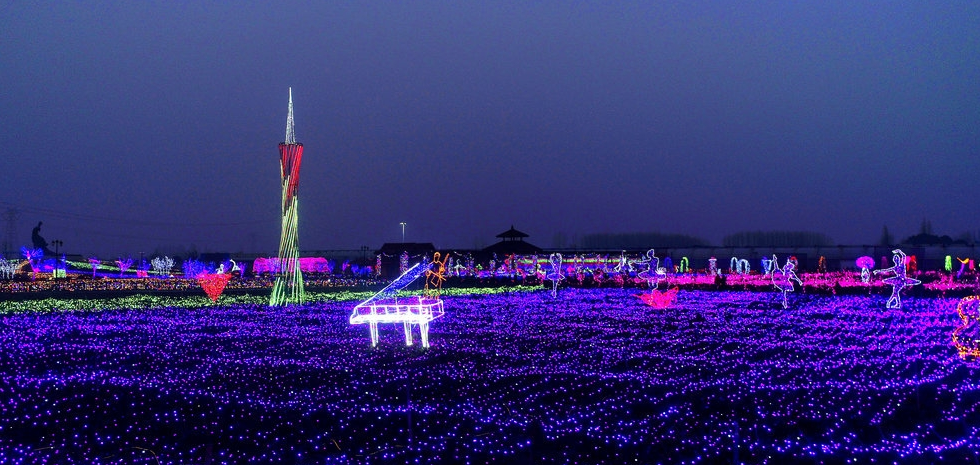 天鸣花海百万盏彩灯组成梦幻夜景