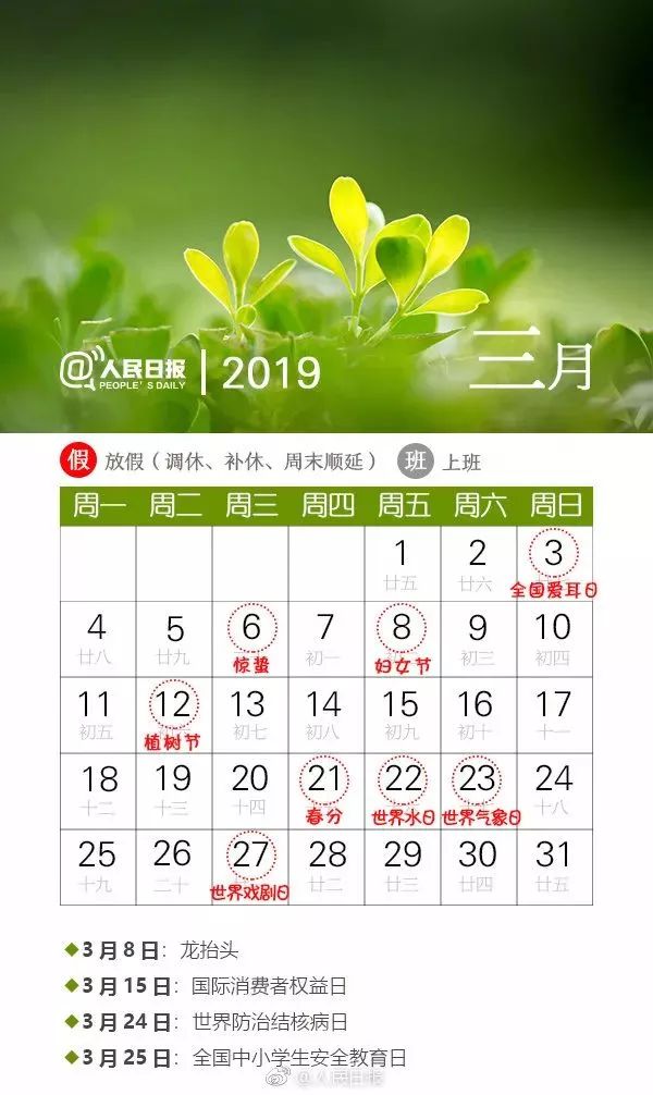 【会·生活】2019年节日日历,原来有这么多假期!