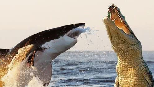 鲨鱼和鳄鱼打架,到底谁更厉害?画面太震撼了