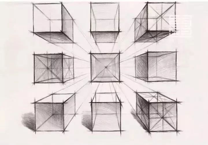 95平行透视指立方体有一个面与透明的画面平行,即与画面平行