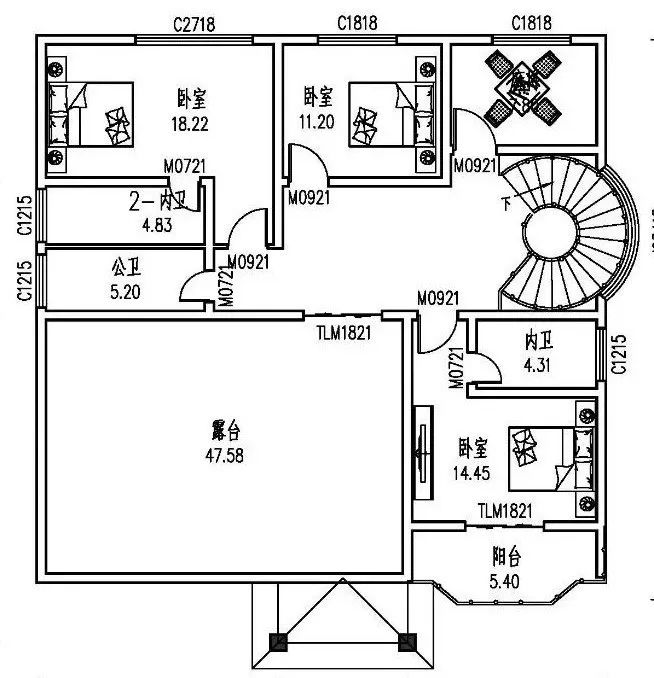 三层面宽13米*进深13米自建房别墅设计