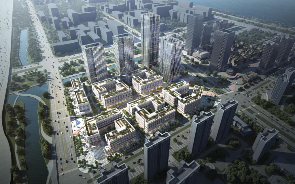 中建三局绿色建筑产业总部基地项目鸟瞰效果图