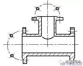 圆柱形法兰上均匀分布的孔的简化画法