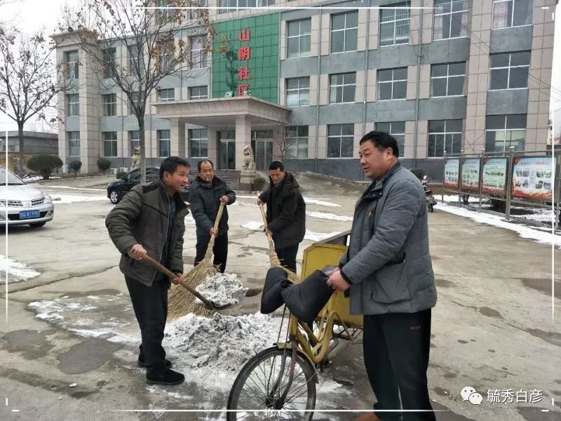 平邑县白彦镇积极组织党员志愿者义务扫雪