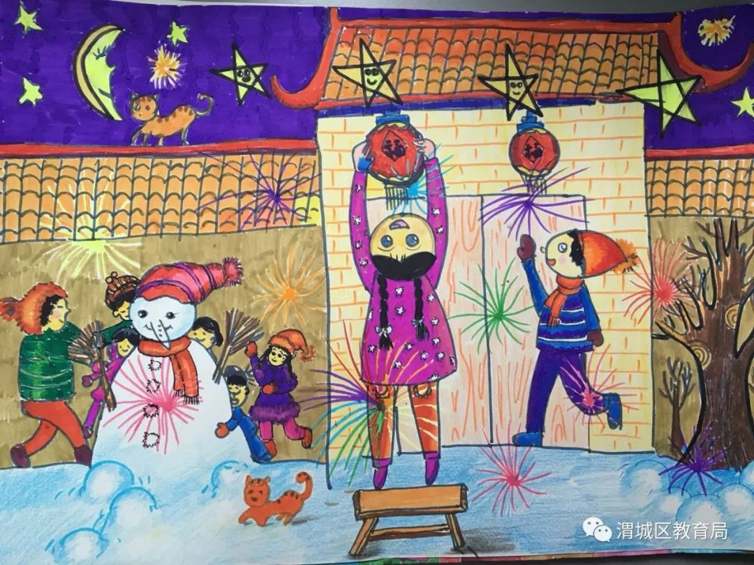 八方小学美术社团"迎新年"主题绘画