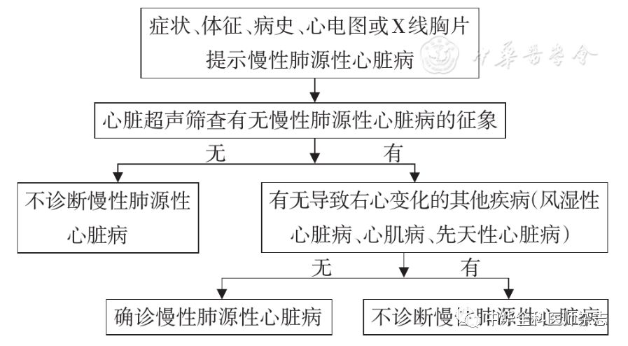 并除外其他疾病所致右心改变(如风湿性心脏病,心肌病,先天性心脏病)即