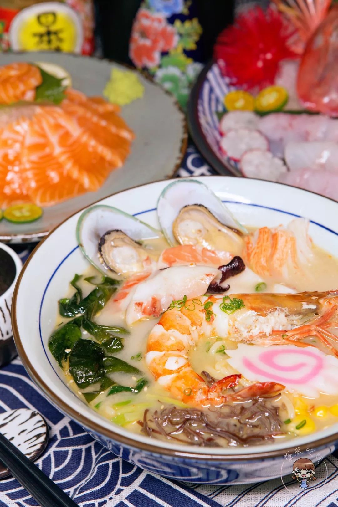 海鲜汤底 浓郁而不腻,搭配 筋道爽滑的日式拉面一试难忘,大虾,青口和