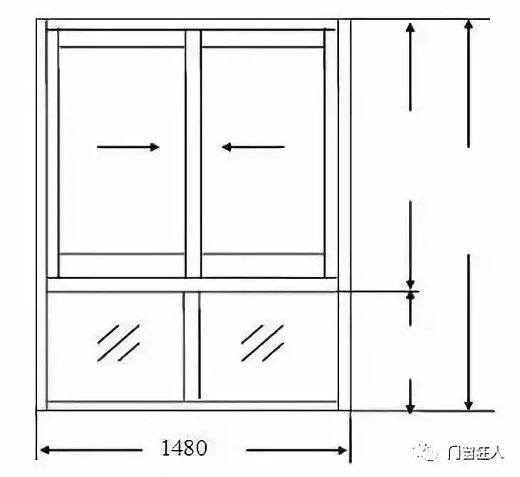 4,设窗宽为w(1480),窗高为h(1780);固定窗高为h1(580) ; 推拉窗高为h2