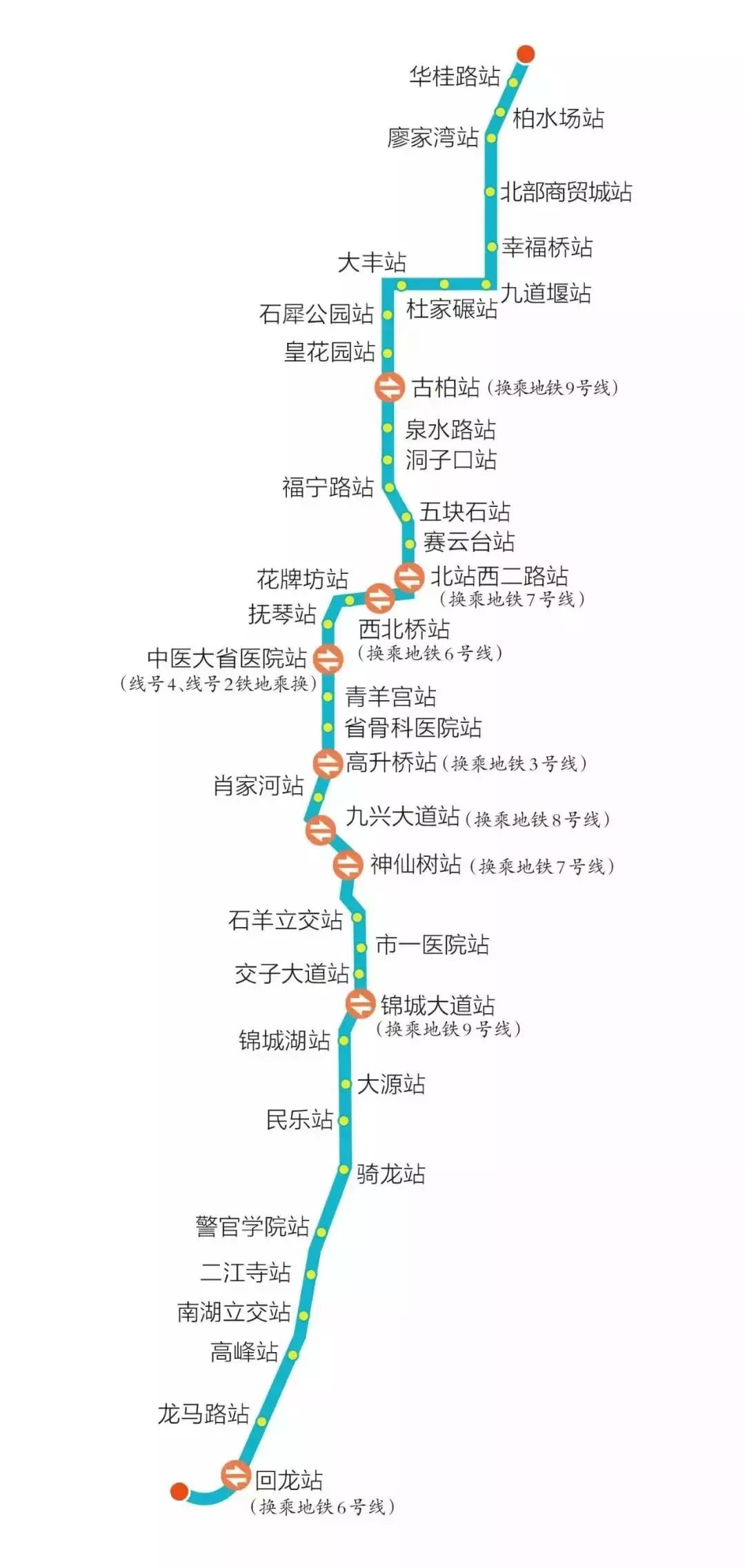 (成都地铁5号线一,二期工程线路图.据天府早报)