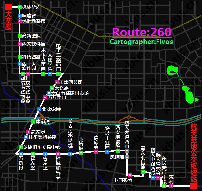 公交239路线路图 公交260路线路图 路线:由西核所发车,经西核所专线