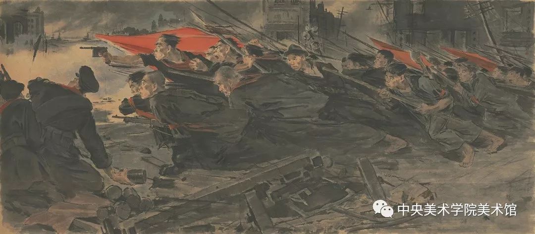 他在中国画创作中融合中西绘画技法,用中国画笔墨融合西洋画法,在风景