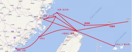 从福建起航驶往琉球国的针路到闽江口外时共有5条,其一:东墙(东沙岛)