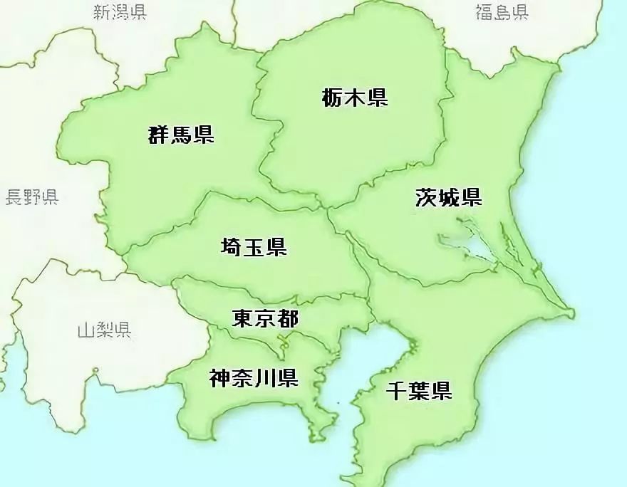 位于日本列岛中央琦玉县,茨城县,枥木县,群马县包括东京都,神奈川县