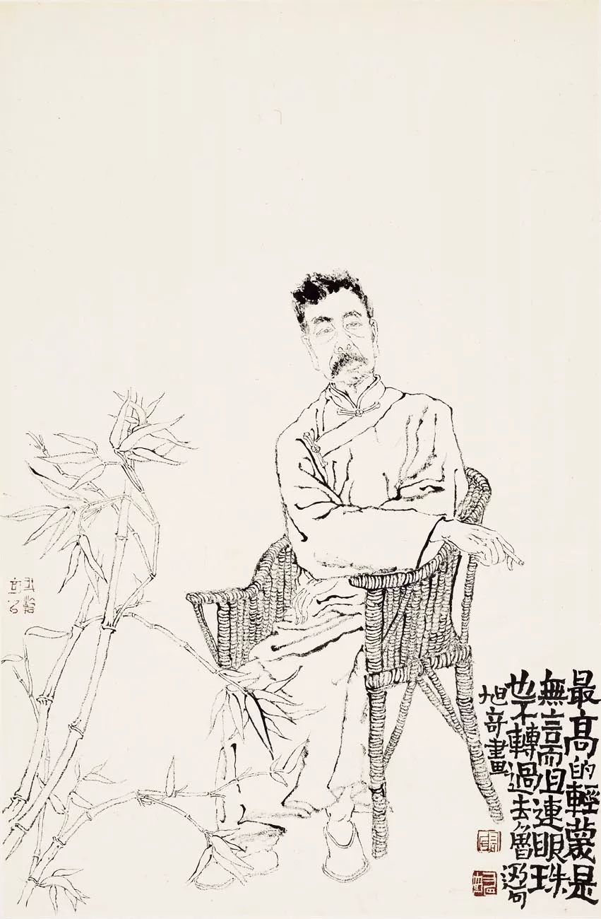 高旭奇 鲁迅先生小像 66×43cm 纸本设色胡石 虫草图册之二 67×45cm