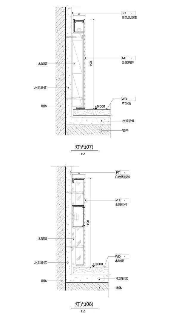 地面灯光三维剖视图△ 二,书中cad剖面图,材料大样图 金属阳角剖面图