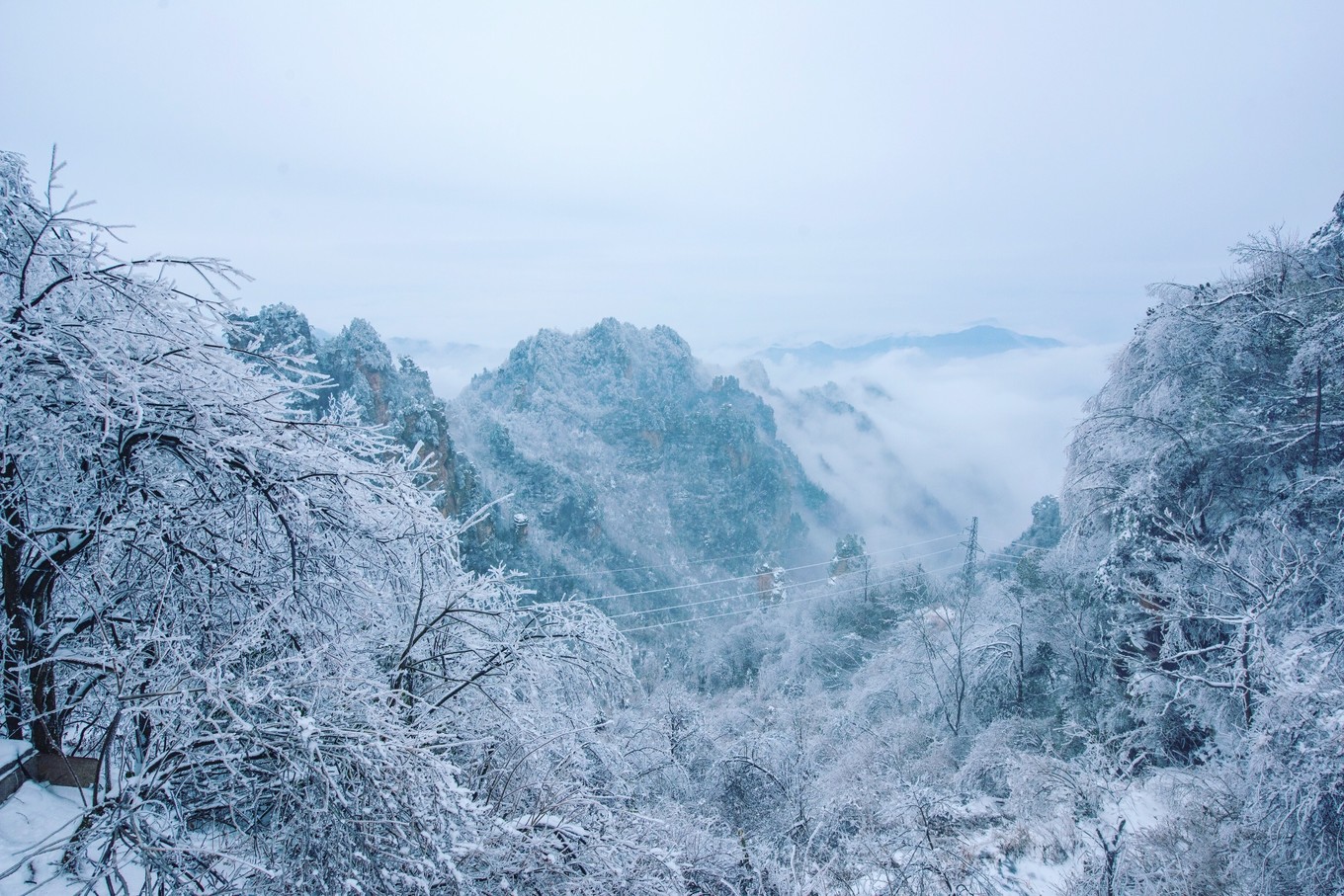 张家界武陵源风景区攻略&雪景中的张家界武陵源,美如一场仙境童话