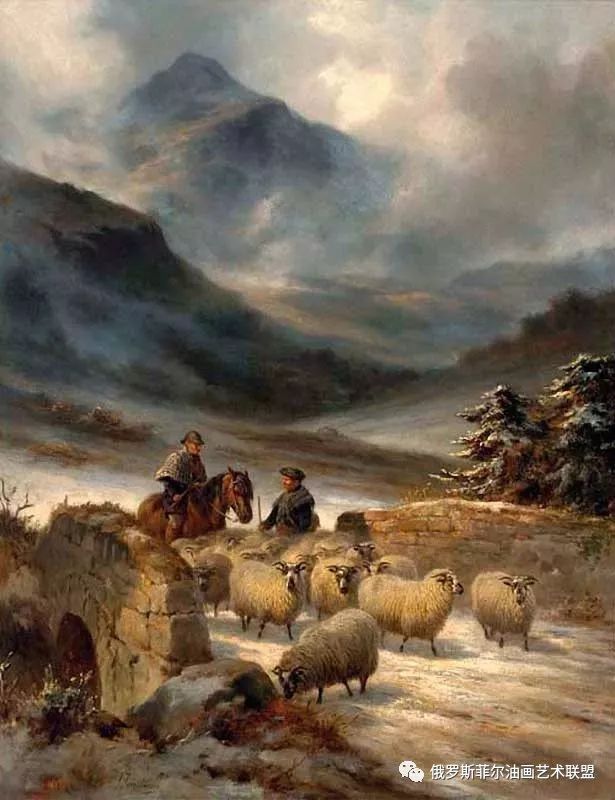 苏格兰画家joseph farquharson牧羊系列油画作品欣赏