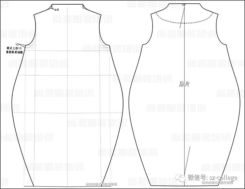 尚装| 平面制版 | 针织荡领展剪连衣裙制版