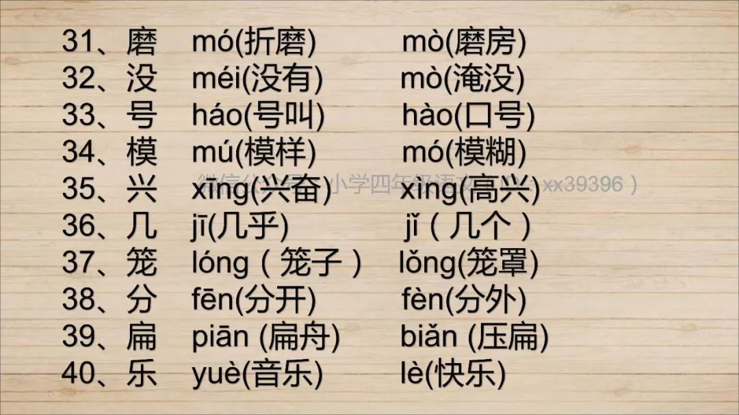 教育 正文 王老师整理了一些小学语文常考的多音字,带有拼音和组词.