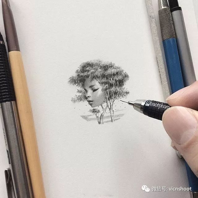 针管笔创意黑白手绘插画