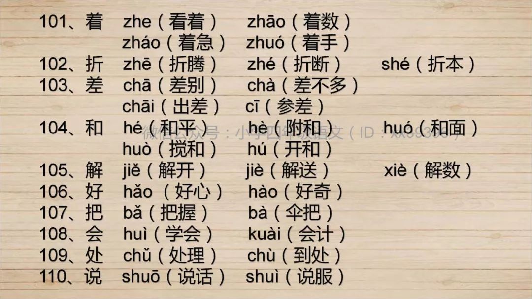 教育 正文 王老师整理了一些小学语文常考的多音字,带有拼音和组词.