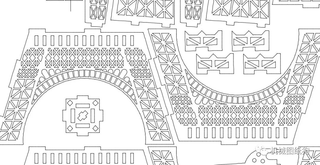 【生活艺术】埃菲尔铁塔拼装模型平面图纸 适合激光切割 dxf格式