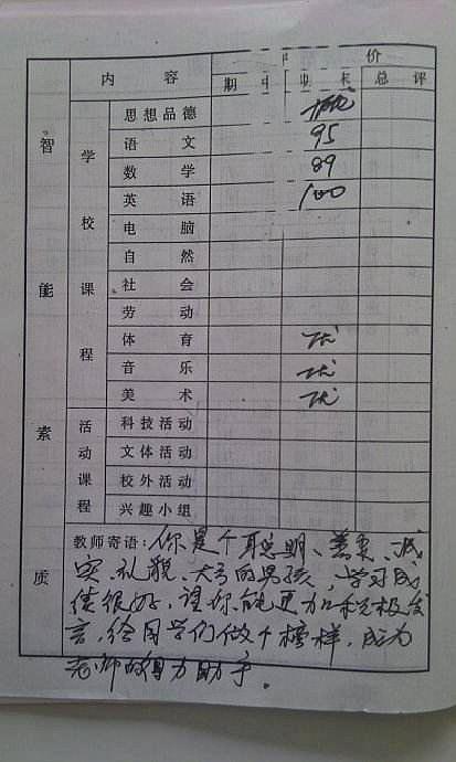 原创家长晒出一年级孩子成绩单分数决定过年的心情与否