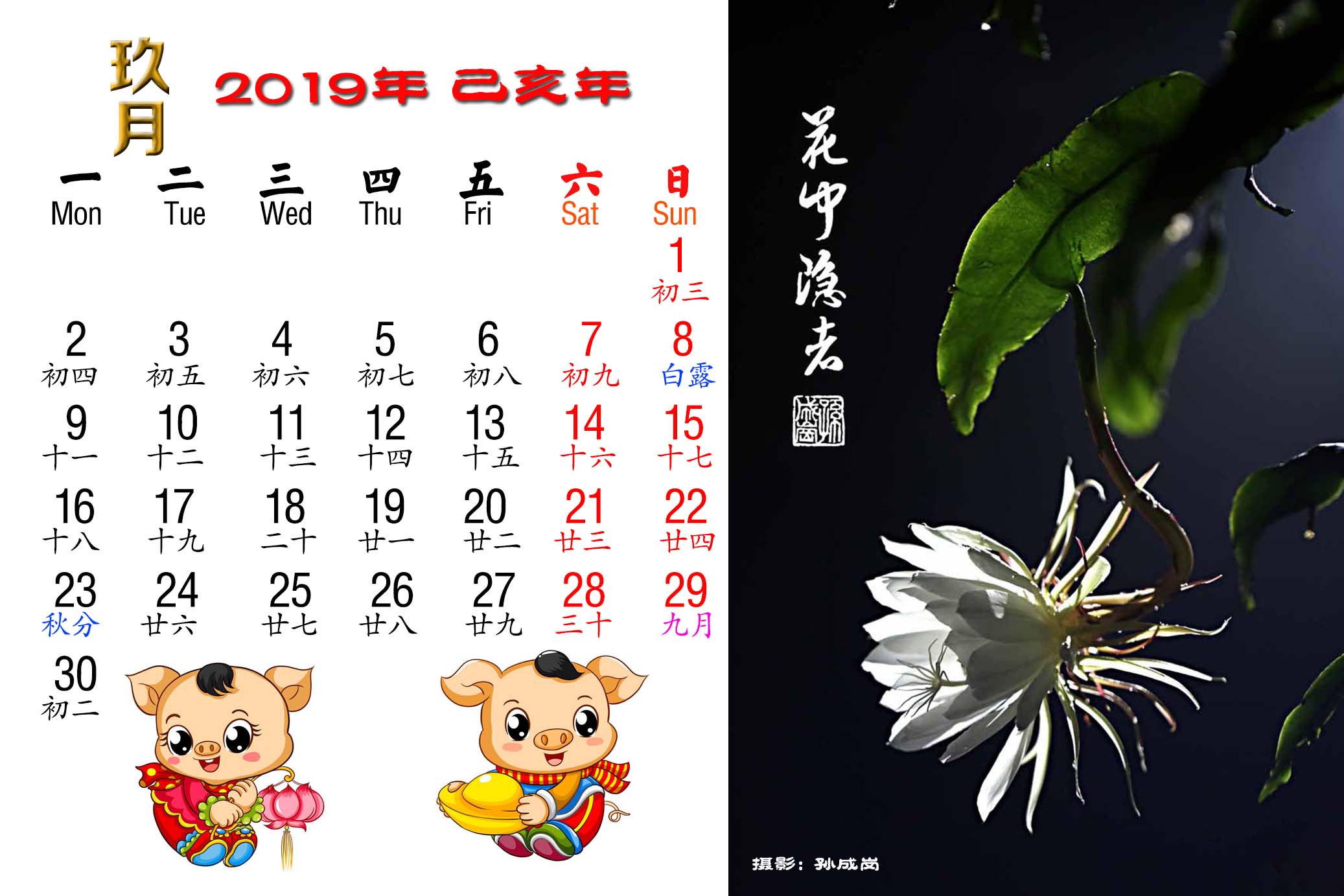 2019年极简版二十四节气日历