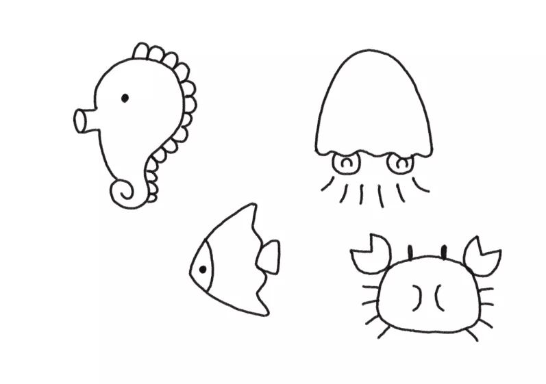 欢迎来到海底世界!有趣的美人鱼简笔画