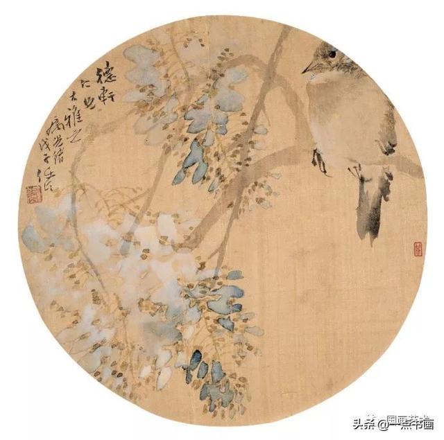 任伯年 1886年作 花鸟图任伯年 1885年作 紫藤八哥任伯年 1885年作 藤