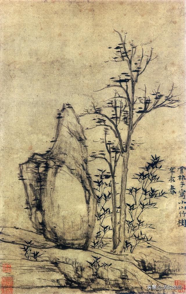 元末明初山水画大师倪瓒代表作品欣赏_墨竹