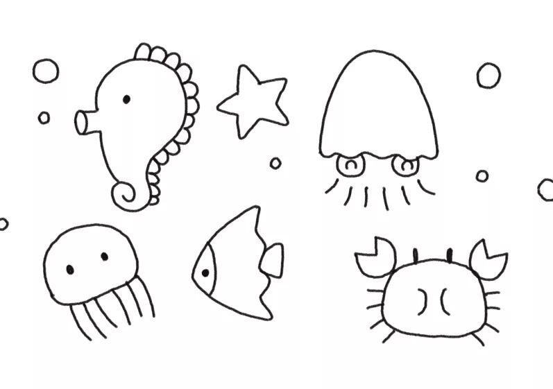 欢迎来到海底世界!有趣的美人鱼简笔画