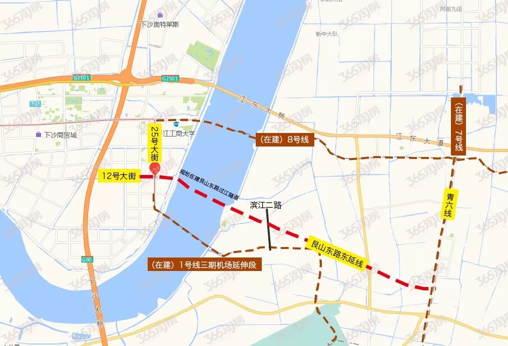 艮山东路过江隧道直接连接下沙和大江东.