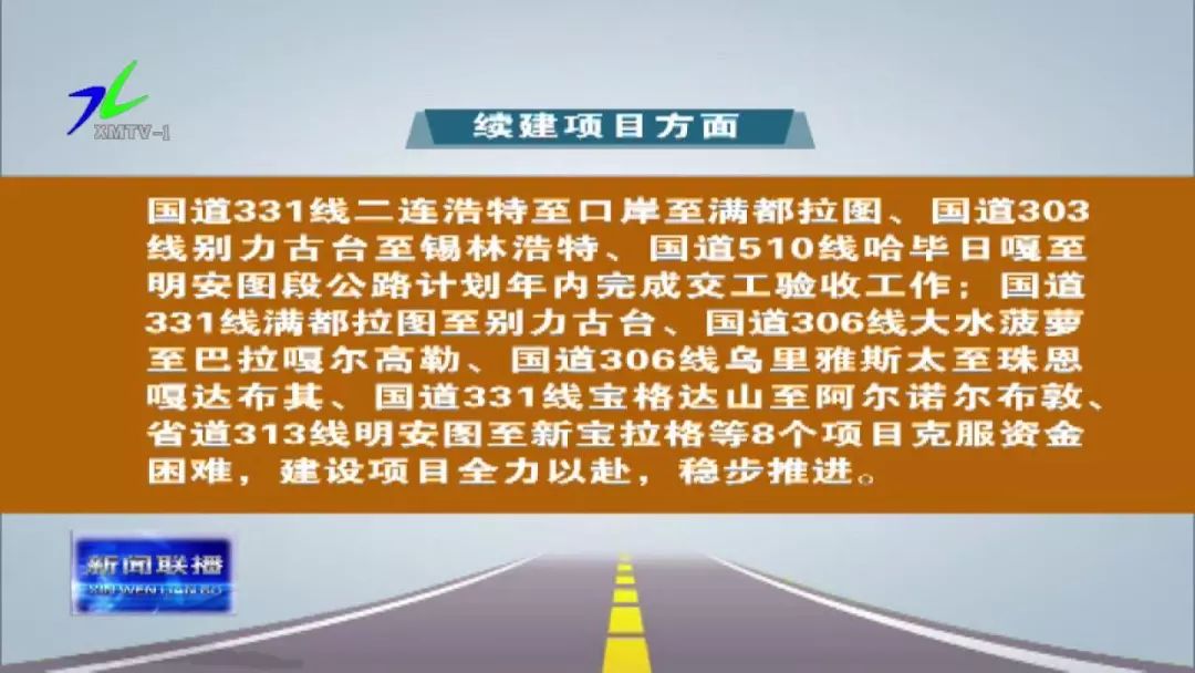 工作;国道331线满都拉图至别力古台,国道306线大水菠萝至巴拉嘎尔高