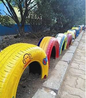 旋转的世界—幼儿园轮胎装饰欣赏