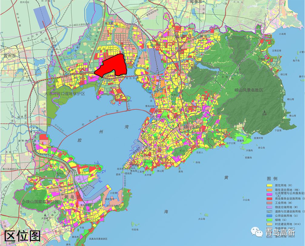 西至胶州湾高速公路,南至红岛北侧7号排洪渠,北至上马街道界线,规划