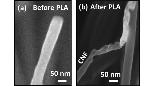 超高速激光脉冲在室温下将碳纳米纤维转化为钻石纤维