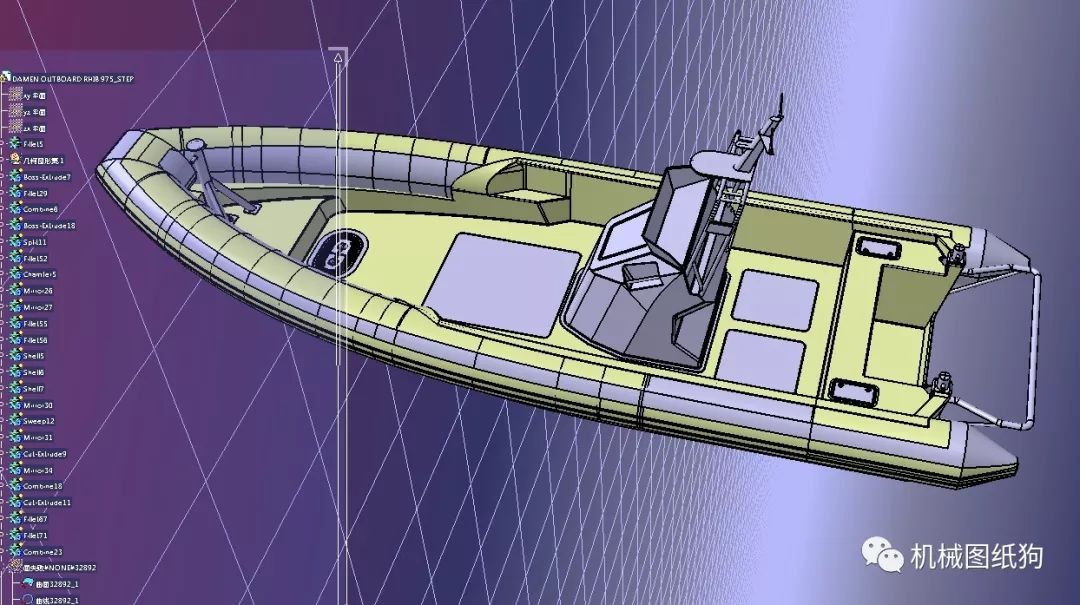 【海洋船舶】damen充气快艇造型图纸 step格式