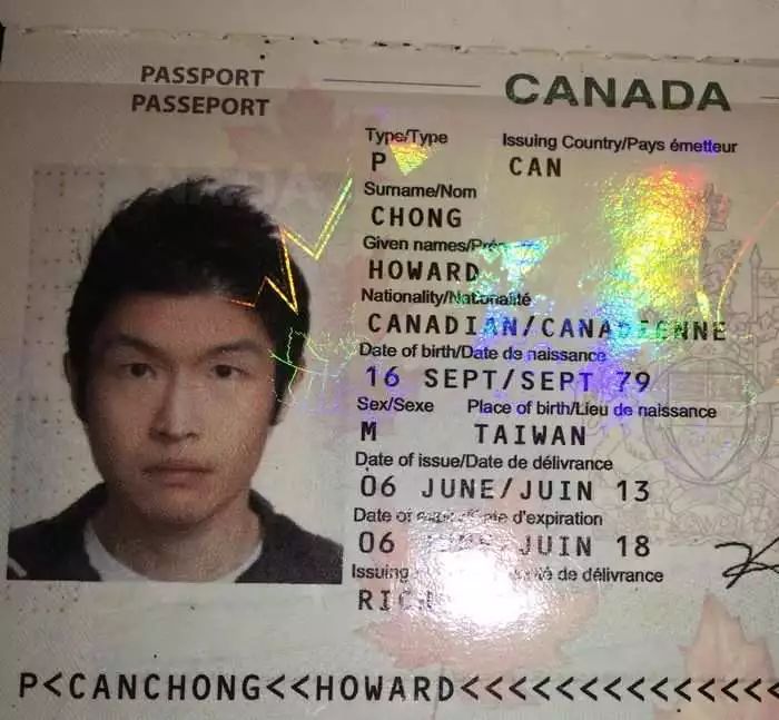 howard chong的护照信息