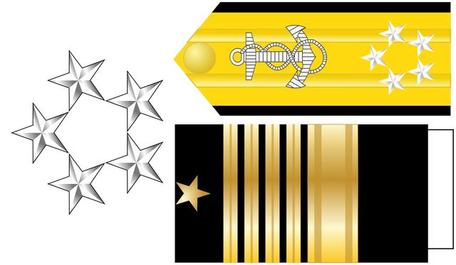 图注:美国海军五星上将三种军衔标志 对于美国海军六星上将的研究